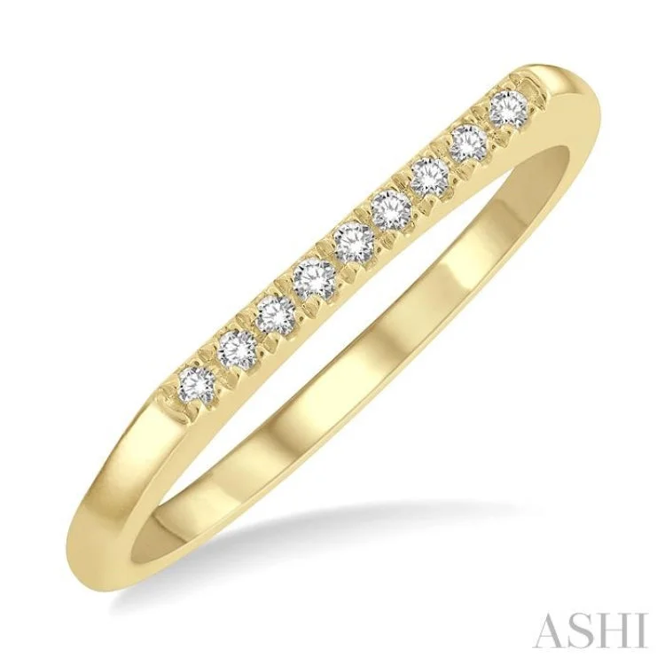 Handmade Gold Ring for Gifts-1/20 Ctw Bar Top Round Cut Diamond Stackable Ring in 10K Yellow Gold