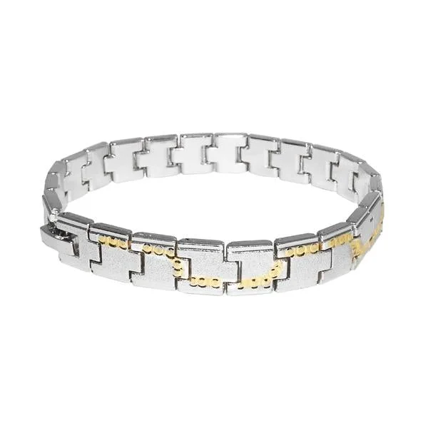 Colorful Enamel Bangles for Fun Look-Urthn 2 Tone Plated Chain Mens Bracelet - 1403601