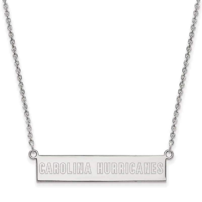 Custom Name Necklace for Kids-Sterling Silver NHL Hurricanes Small Bar Necklace, 18 In