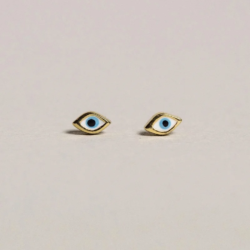 Drop Earrings for Formal Occasions-Enamel Eye Stud Earrings