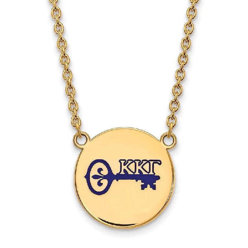 Colorful Gemstone Necklace-14K Plated Silver Kappa Kappa Gamma Large Blue Enamel Logo Necklace