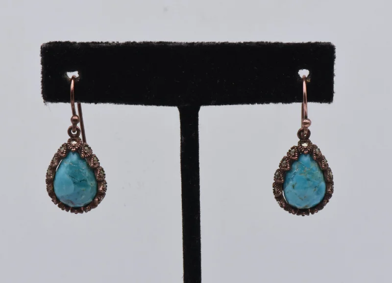 Beautiful Drop Earrings for Elegant Look-Vintage Copper and Turquoise Dangle Earrings