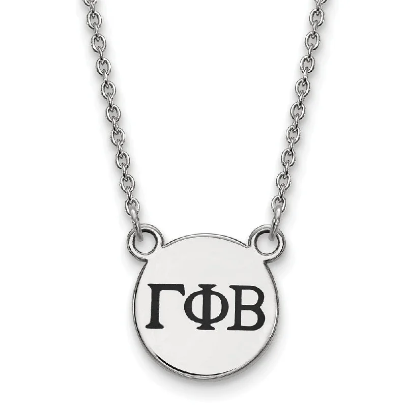 Long Chain Necklace for Layering-Sterling Silver Gamma Phi Beta Small Enamel Greek Letters Necklace