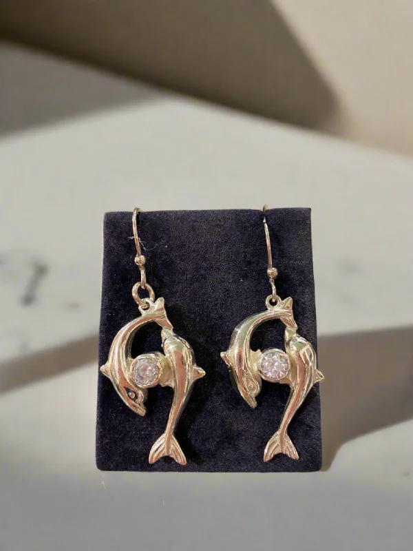 Bridal Gold Earrings for Weddings-Minoan Dolphins Earrings, sterling silver earrings, Greek Jewelry, Womens Fashion