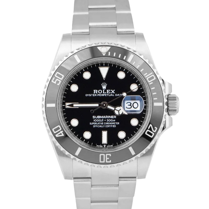 High-End Watches with Leather Straps-NEW AUGUST 2023 Rolex Submariner Date 41 Stainless Steel 41mm PAPERS 126610 LN B