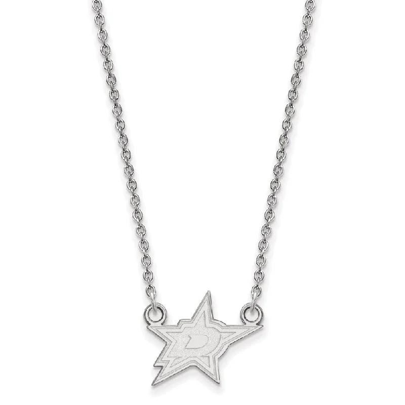 Layered Chain Necklace for Fashionistas-Sterling Silver NHL Dallas Stars Small Necklace, 18 Inch