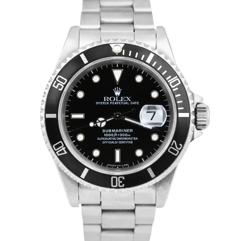 Smart Watches for Business Professionals-Rolex Submariner Date 40mm Black Stainless Steel Oyster Automatic 16610 Watch