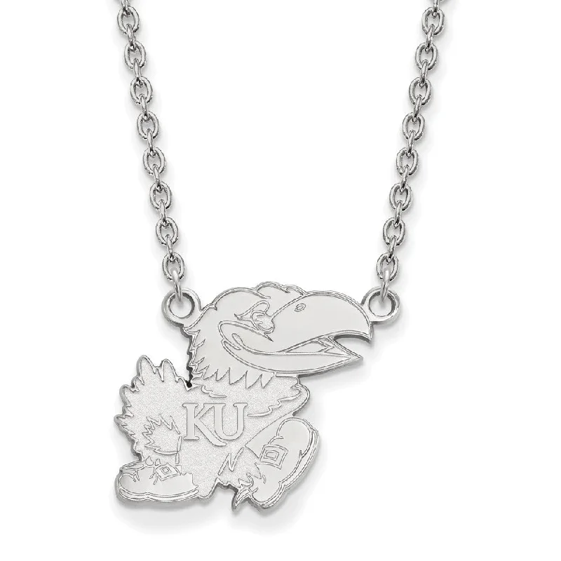 Layered Necklace for Trendy Looks-Sterling Silver U of Kansas Large Pendant Necklace