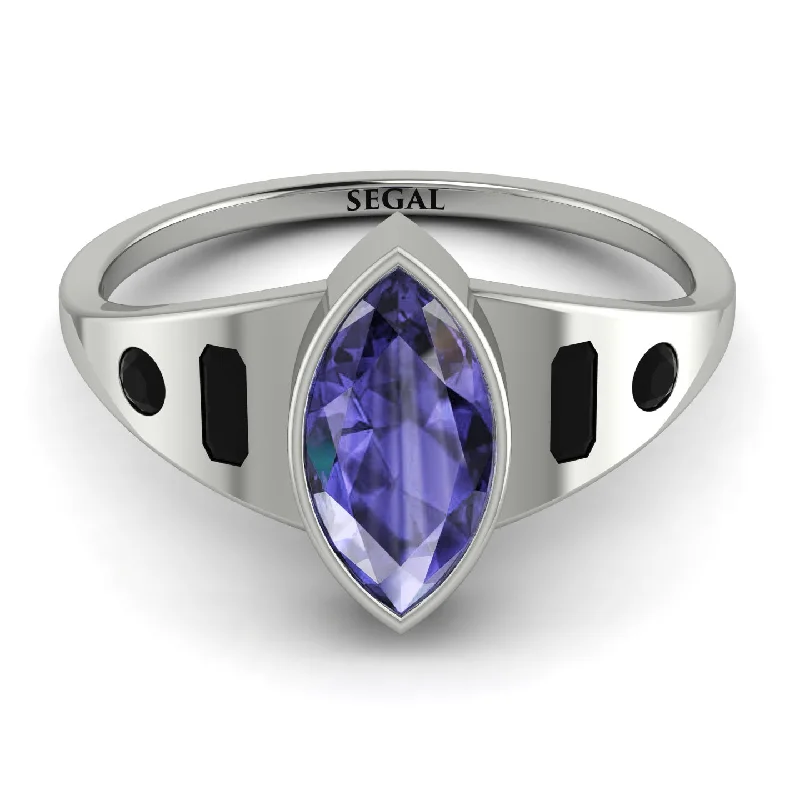 Trendy Gold Ring for Fashion-Marquise Bezel Tanzanite Ring - Juliana No. 209