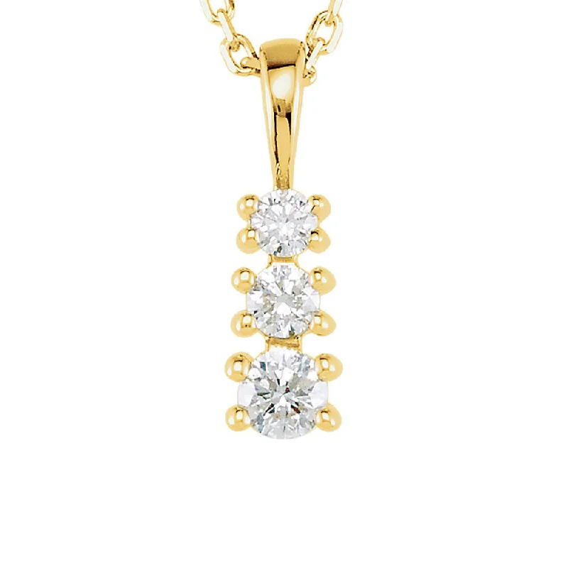 Chunky Gold Necklace for Bold Look-14k Yellow Gold & Diamond 3-Stone Journey Necklace, 18 Inch