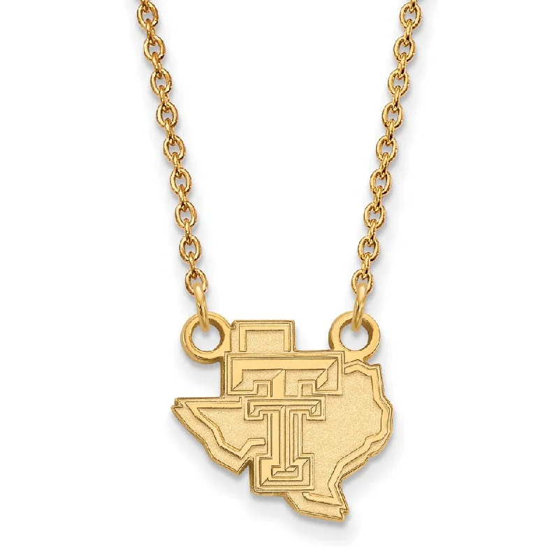 Large Statement Necklace for Occasions-10k Yellow Gold Texas Tech U Small Pendant Necklace