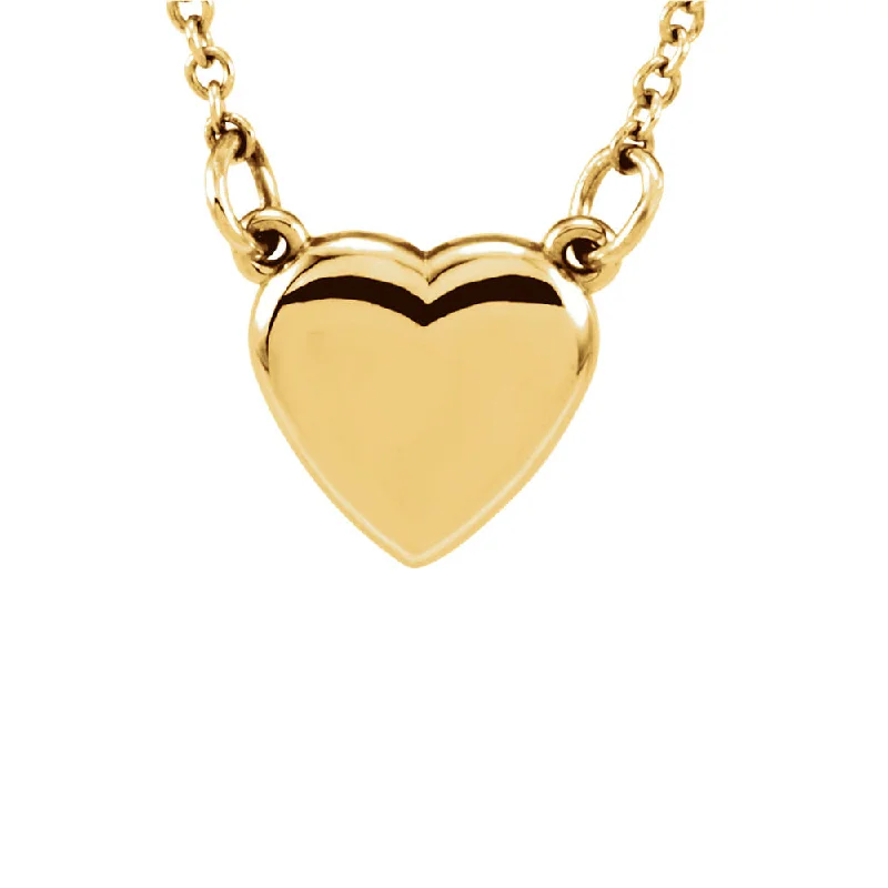 Handcrafted Silver Necklace for Gifts-Polished 9mm Classic Heart Necklace in 14k Yellow Gold, 18 Inch