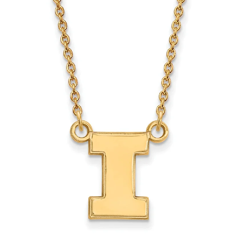 Elegant Pearl Necklace-14k Yellow Gold U of Illinois Small Initial I Pendant Necklace