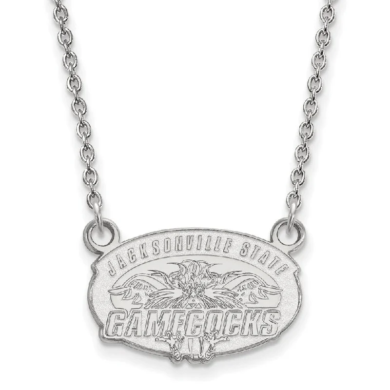 Dainty Chain Necklace for Elegant Look-Sterling Silver Jacksonville State U. Small Pendant Necklace