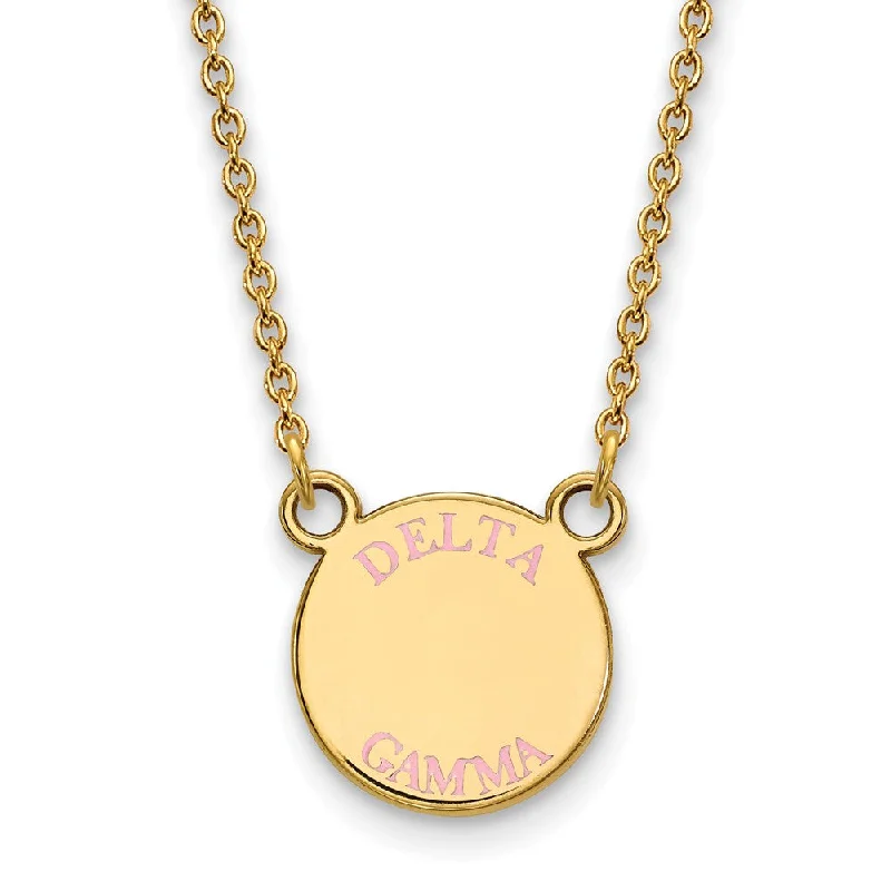 Classic Gold Necklace for Weddings-14K Plated Silver Delta Gamma Small Enamel Necklace