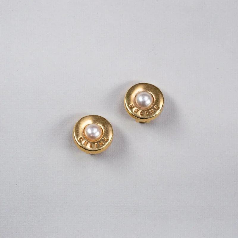 Silver Earrings for Sensitive Ears-Vintage Celine Clip-on Earrings with Pearls