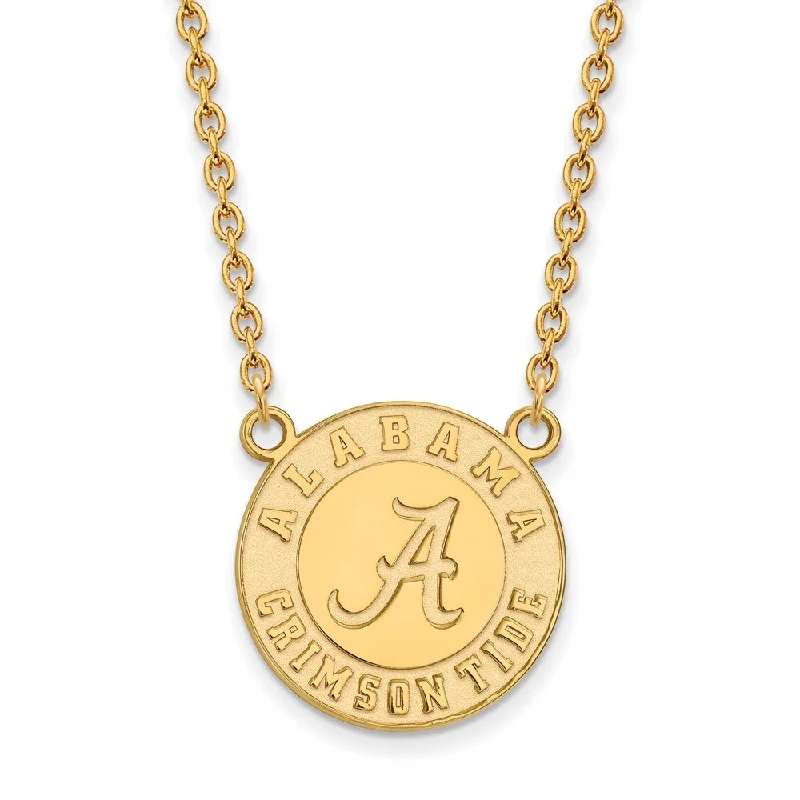 Simple Pearl Necklace for Casual Looks-14k Yellow Gold U of Alabama Lg Logo Disc Pendant Necklace