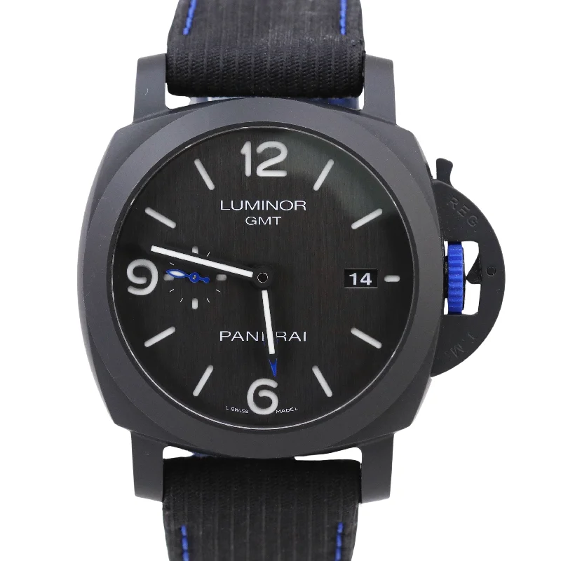 Luxury Watches for Special Events and Gifting-Panerai Luminor GMT PAM01176 BUCHERER BLUE Black Ceramic 44mm PAM1176 Date Watch