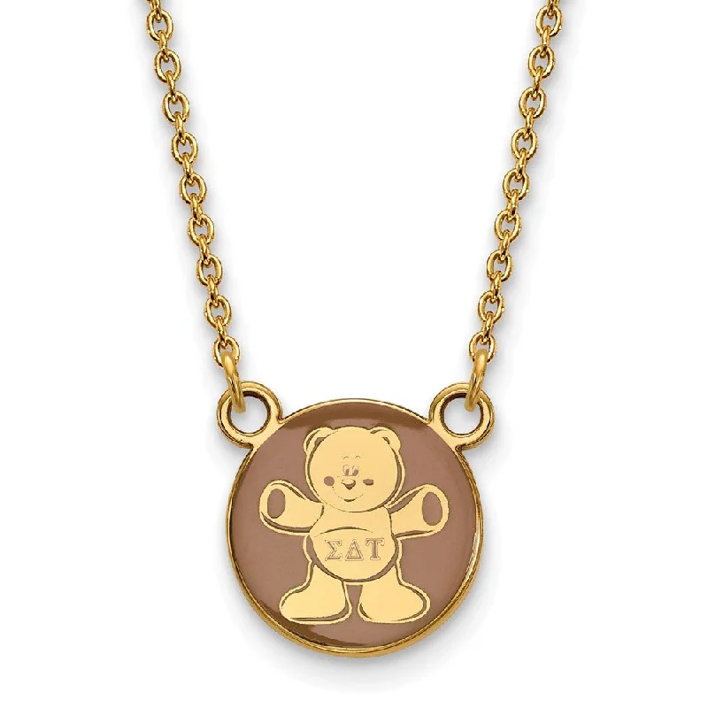 Unique Pendant Necklace for Casual Wear-14K Plated Silver Sigma Delta Tau Small Enamel Mascot Necklace