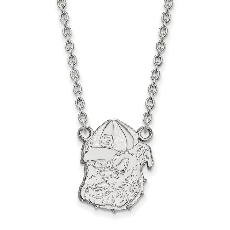 Bridal Necklace with Crystals-Sterling Silver U of Georgia Large Bulldog Pendant Necklace