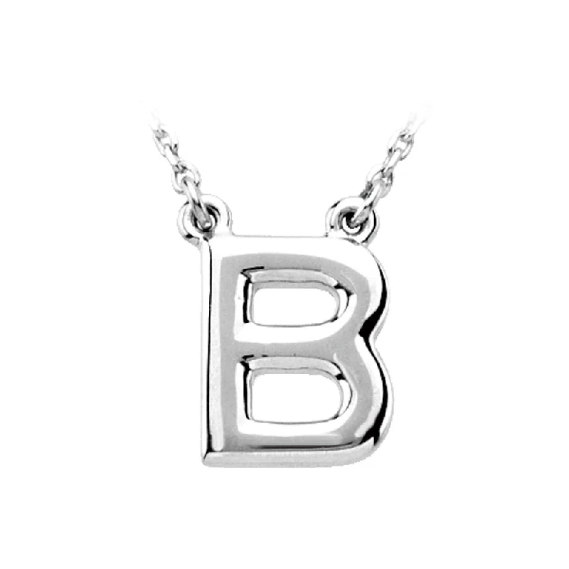 Fashionable Necklace for Young Adults-14K White Gold, Kendall Collection, Block Initial B Necklace, 16 Inch