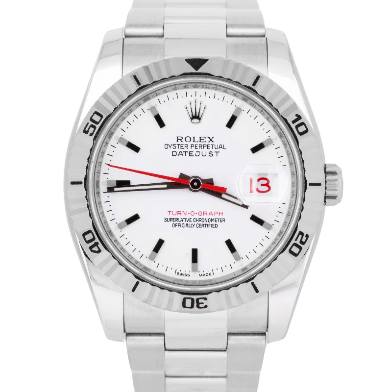 Swiss Made Watches for Precision and Durability-Rolex DateJust Turn-O-Graph Thunderbird White Red Stainless Steel Watch 116264