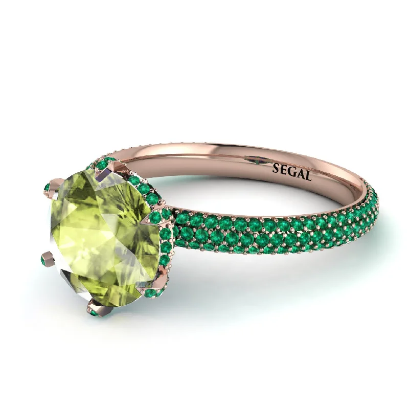 Stackable Silver Rings for Fashion-Hidden Halo Round Peridot Engagement Ring - Ashley No. 705