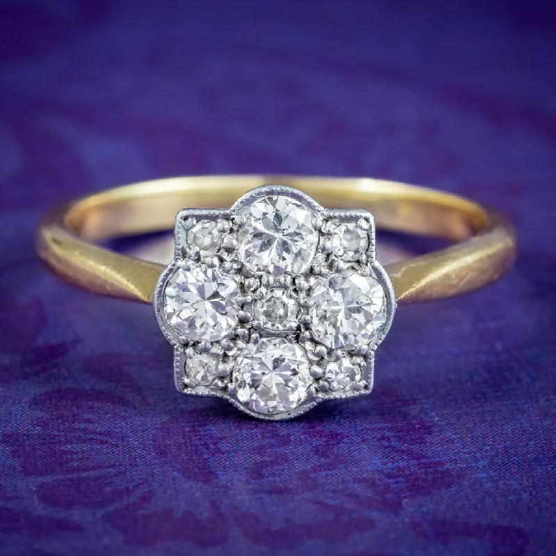 Beautiful Gold Wedding Ring for Her-Antique Edwardian Diamond Cluster Ring 0.50ct Of Diamond