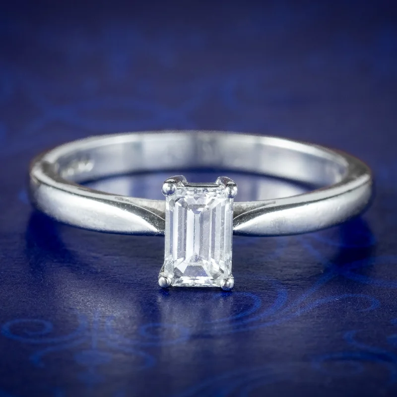 Gold Wedding Band with Diamonds-Art Deco Style Diamond Solitaire Ring 0.49ct VVS1 Diamond