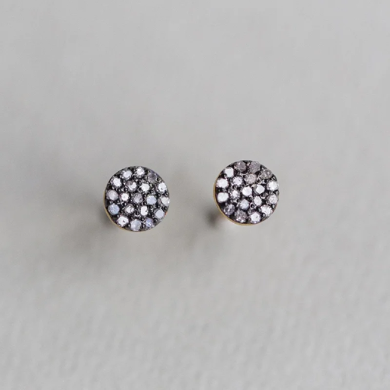 Earrings for Sensitive Ears-Little Diamond Disc Stud Earrings