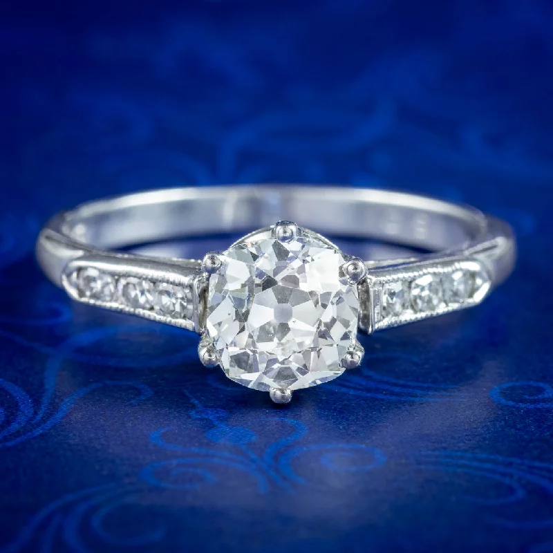 Simple Wedding Band for Women-Vintage Diamond Solitaire Ring 1.25ct Diamond With Cert