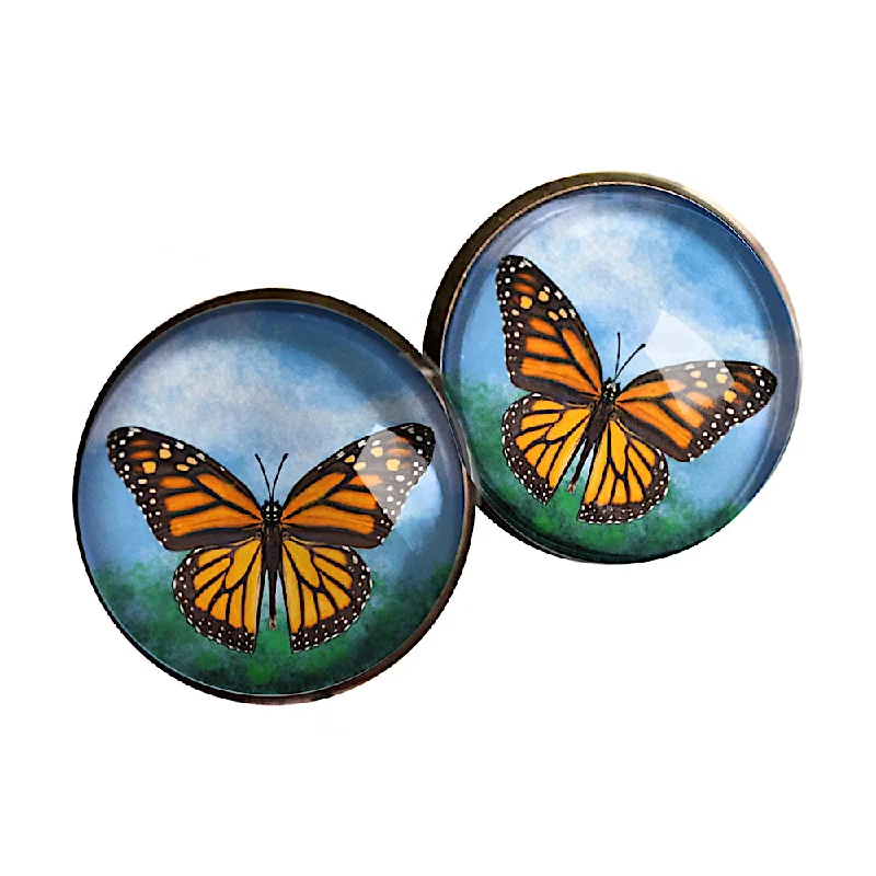 Fun Earrings for Day to Day Wear-Monarch Stud Earrings