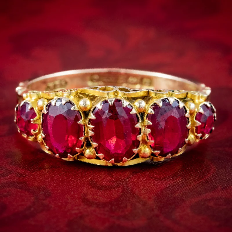 Luxury Sapphire Ring for Anniversary-Antique Victorian Red Quartz Ring Dated 1894