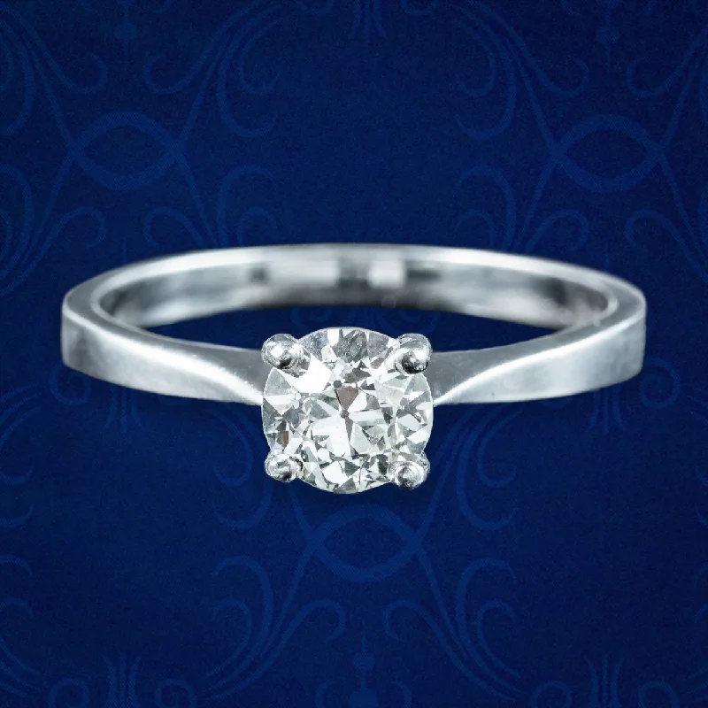 Custom Wedding Band with Initials-Antique Edwardian Diamond Solitaire Ring 0.75ct Diamond