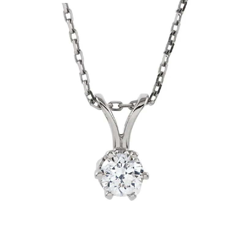 Crystal Bead Necklace for Casual Wear-1/4 Ct Round Diamond Solitaire Necklace in 14k White Gold, 18 Inch