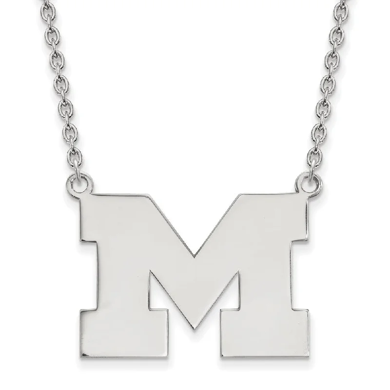 Colorful Stone Necklace for Summer-Sterling Silver U of Michigan Large Initial M Pendant Necklace