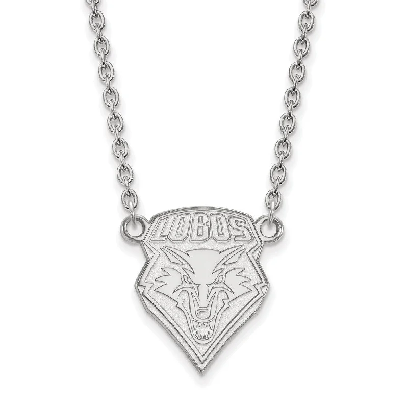 Heart Shaped Necklace for Girls-Sterling Silver U of New Mexico Large Lobos Pendant Necklace