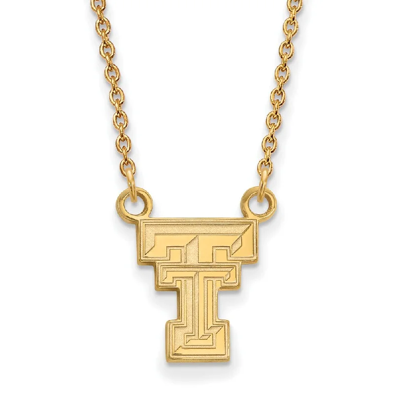 Luxury Crystal Necklace for Glamour-14k Yellow Gold Texas Tech U Small 'TT' Pendant Necklace