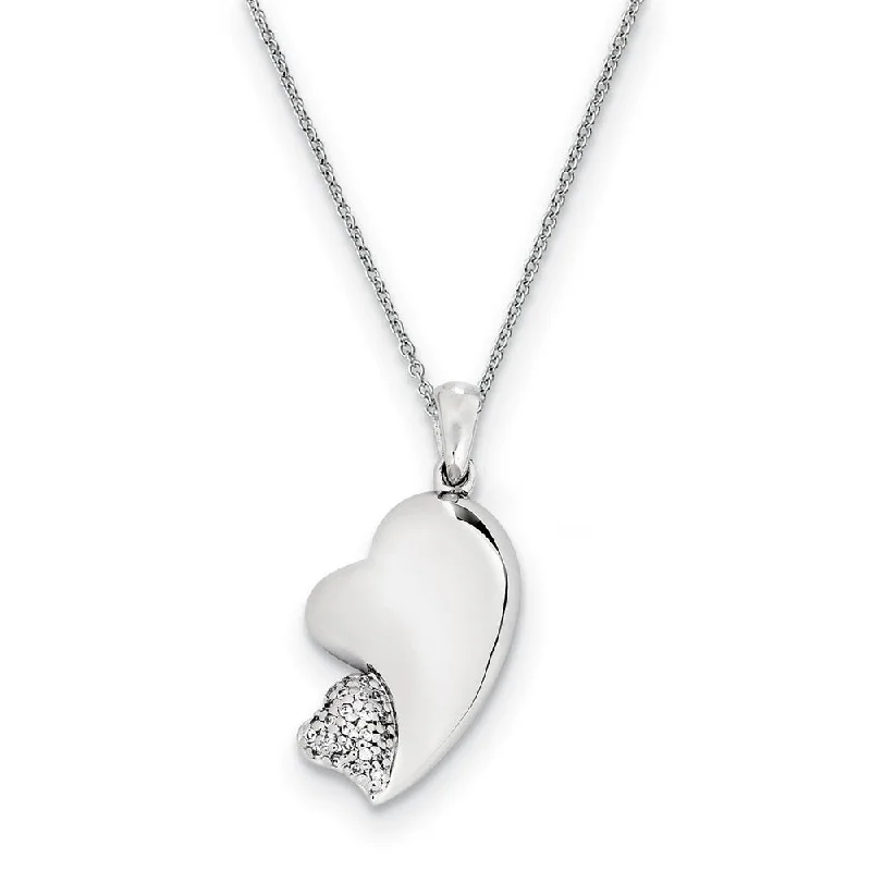 Charm Necklace for Casual Wear-Rhodium Plated Sterling Silver & CZ My Beloved Friend Heart Necklace