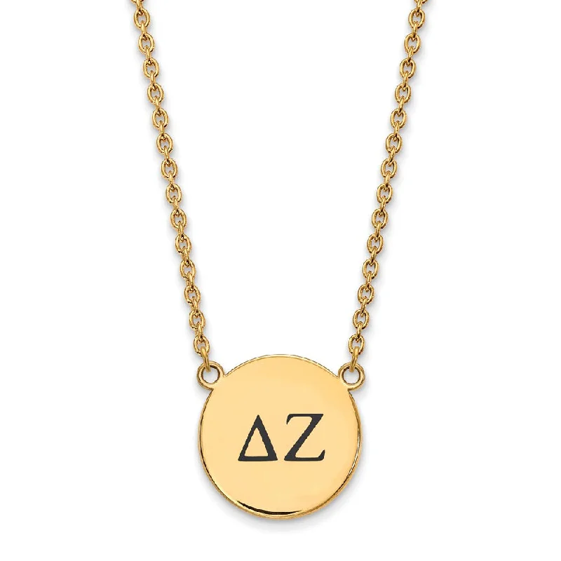 Sparkling Gold Necklace for Night Out-14K Plated Silver Delta Zeta Large Enamel Greek Letters Necklace