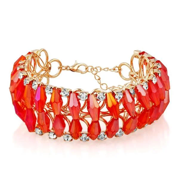 Unique Bangles for Everyday Wear-Urthn Crystal Stone Gold Plated Bracelet - 1403104C