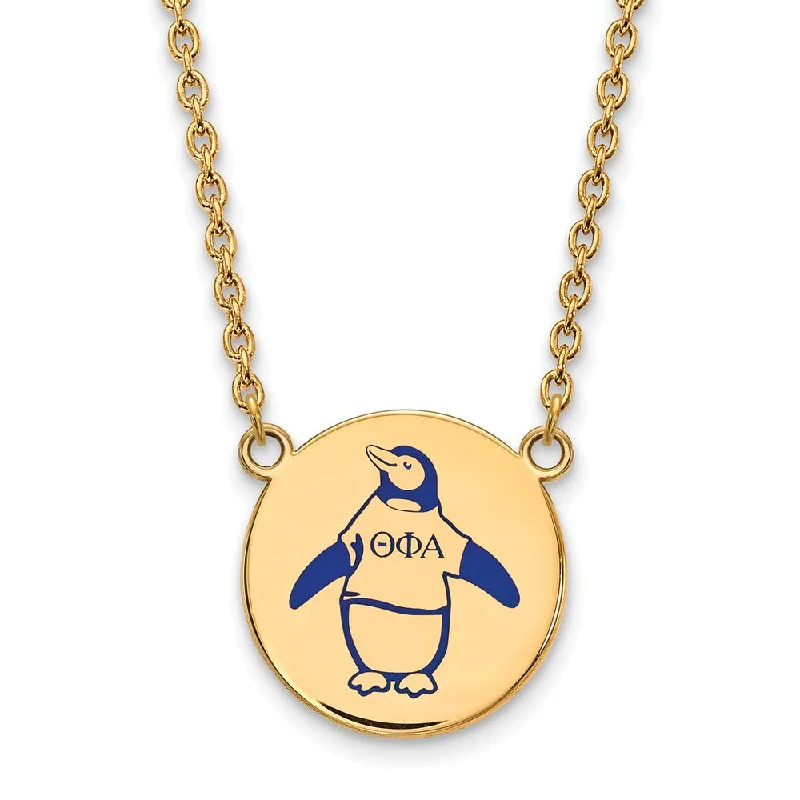 Bold Chunky Necklace for Bold Fashion-14K Plated Silver Theta Phi Alpha Large Enamel Necklace