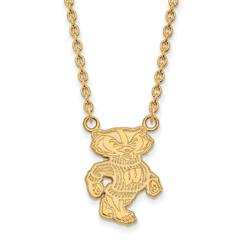 Unique Pendant Necklace for Casual Wear-14k Yellow Gold U of Wisconsin Large Logo Pendant Necklace