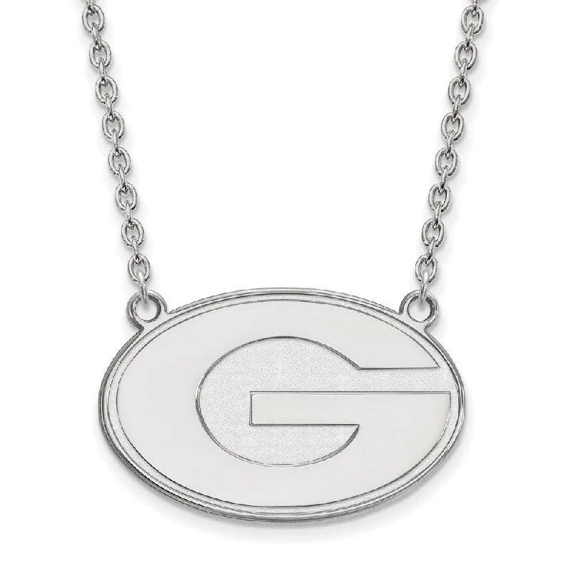 Sterling Silver Necklace for Formal Wear-Sterling Silver U of Georgia Large 'G' Disc Pendant Necklace