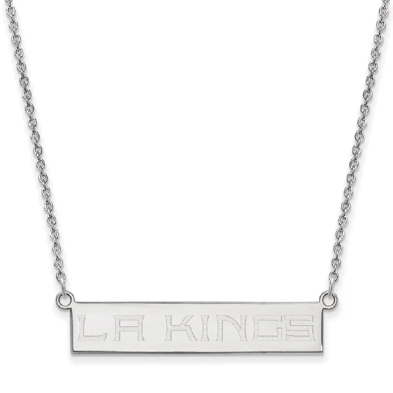 Long Silver Necklace for Women-Sterling Silver NHL Los Angeles Kings Small Bar Necklace, 18 In