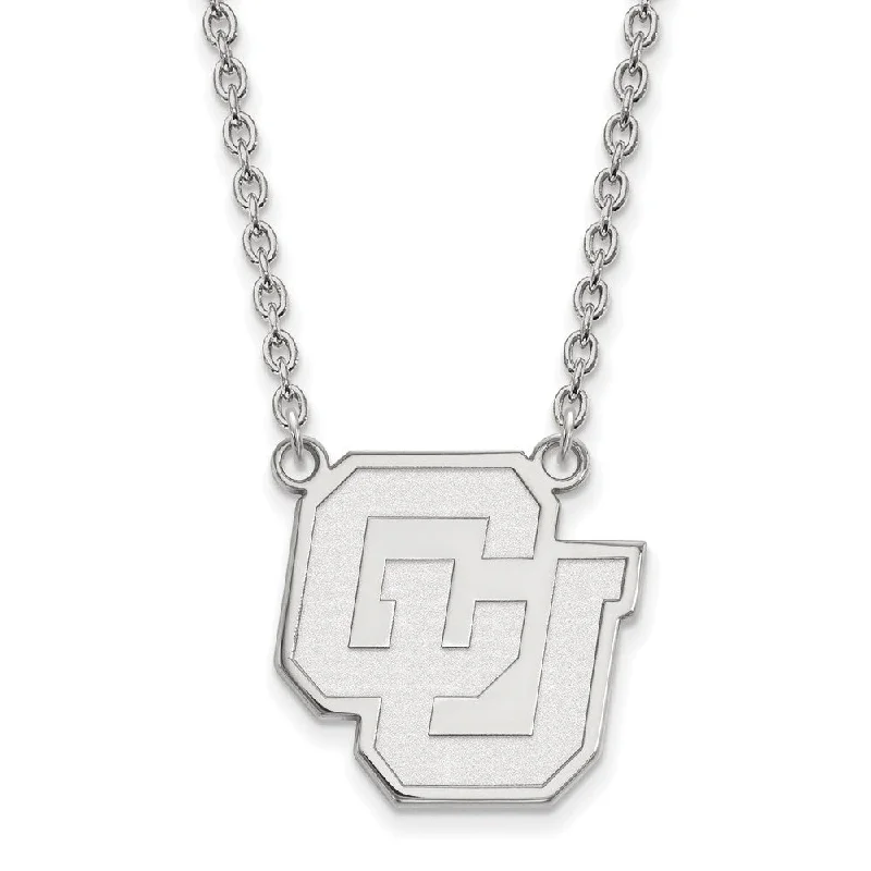 Gold Necklace with Crystal Pendant-Sterling Silver U of Colorado Large Pendant Necklace