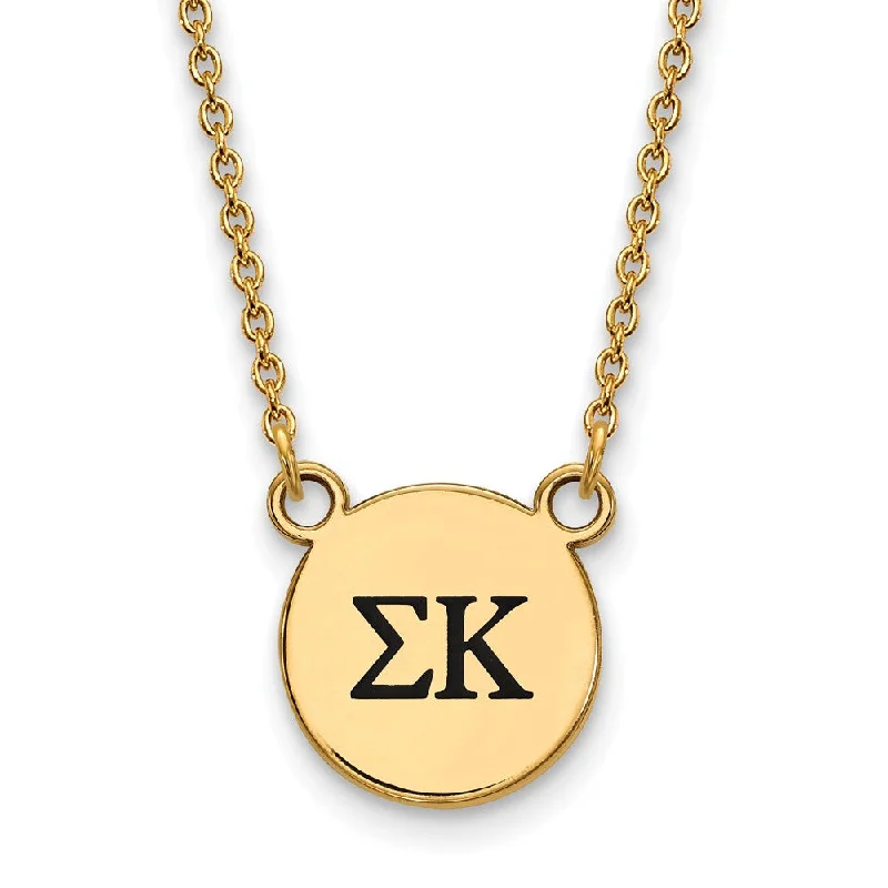 Unique Necklace for Gifts-14K Plated Silver Sigma Kappa Small Enamel Greek Letters Necklace