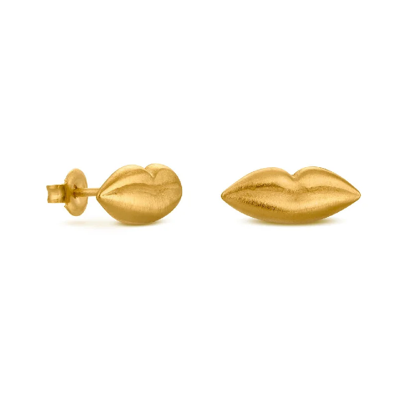 Custom Diamond Earrings-Dalí Lips Stud Earrings - Gold