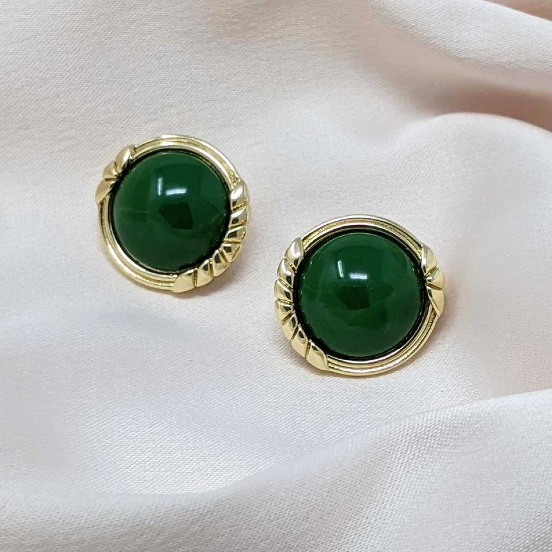 Luxury Pearl Earrings for Brides-Cordelia Green Resin Clip On Earrings