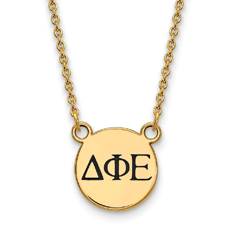 Simple Chain Necklace for Day-to-Day Look-14K Plated Silver Delta Phi Epsilon Sm Enamel Greek Letters Necklace